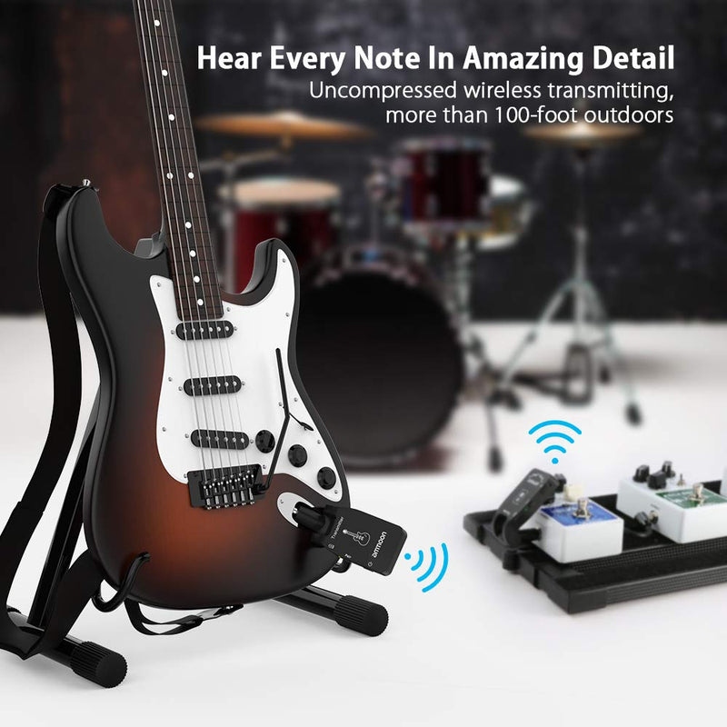 [AUSTRALIA] - ammoon Wireless Guitar System 2.4G Rechargeable 6 Channels Audio Wireless Transmitter Receiver for Electric Guitar Bass 