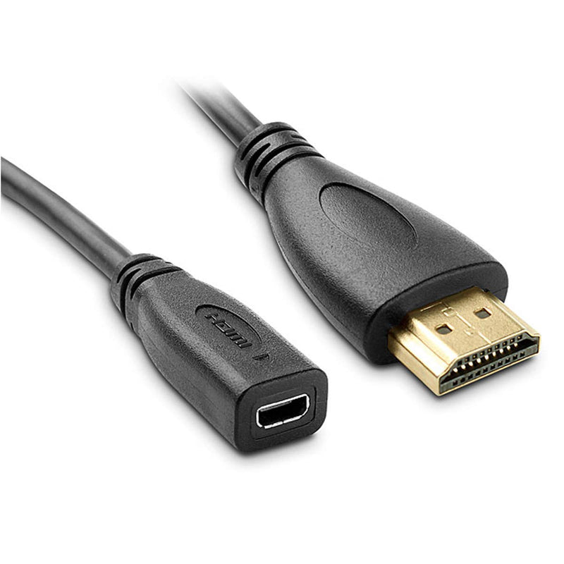 [AUSTRALIA] - Micro HDMI Socket HDMI Adapter Cable for Tablet & Cell Phone 20cm Black Female to Male 