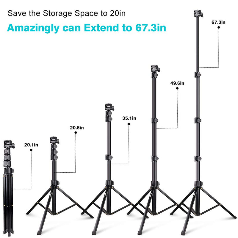 UBeesize 67'' Phone Tripod Stand & Selfie Stick Tripod, All in One Professional Cell Phone Tripod, Cellphone Tripod with Bluetooth Remote and Phone Holder, Compatible with All Phones/Cameras