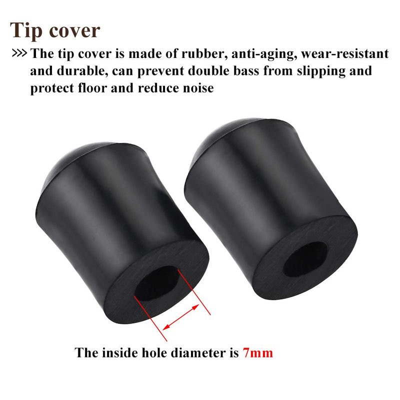 Rubber Tip For Bass Endpin,Bass Endpin Rubber Tip,Double Bass Pin Cover,2pcs Cello Endpin Rubber Tip Double Bass Endpin Rubber Tip Stopper Protector End Cap Accessory Instrument Replacement Black