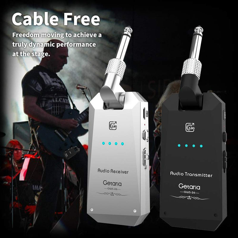 [AUSTRALIA] - Getaria 5.8GHz Wireless Guitar System Rechargeable Guitar System Wireless Digital Transmitter Receiver Set for Electric Guitar Bass (5.8G Wireless) 