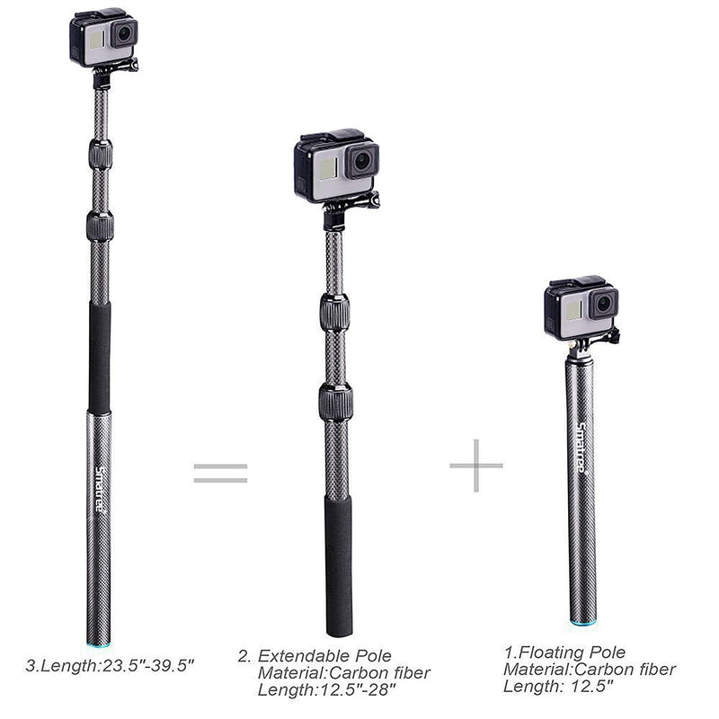 Smatree Carbon Fiber Selfie Stick Tripod Extension Monopod Compatible with GoPro Hero 9/8/7/6/5/4/3 plus/3/2018/Fusion/AKASO/SJCAM SJ4000 Xiaomi Yi/DJI OSMO Action Cameras with Tripod