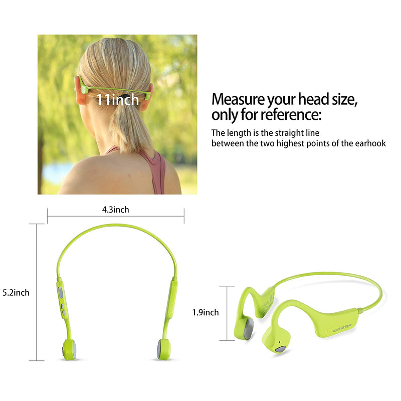 [AUSTRALIA] - YouthWhisper-Bone Conduction Headphones Bluetooth - Headset Wireless with Microphones, Open-Ear, Lightweight Sweat-Proof for Sports Running Fitness Yoga Green 