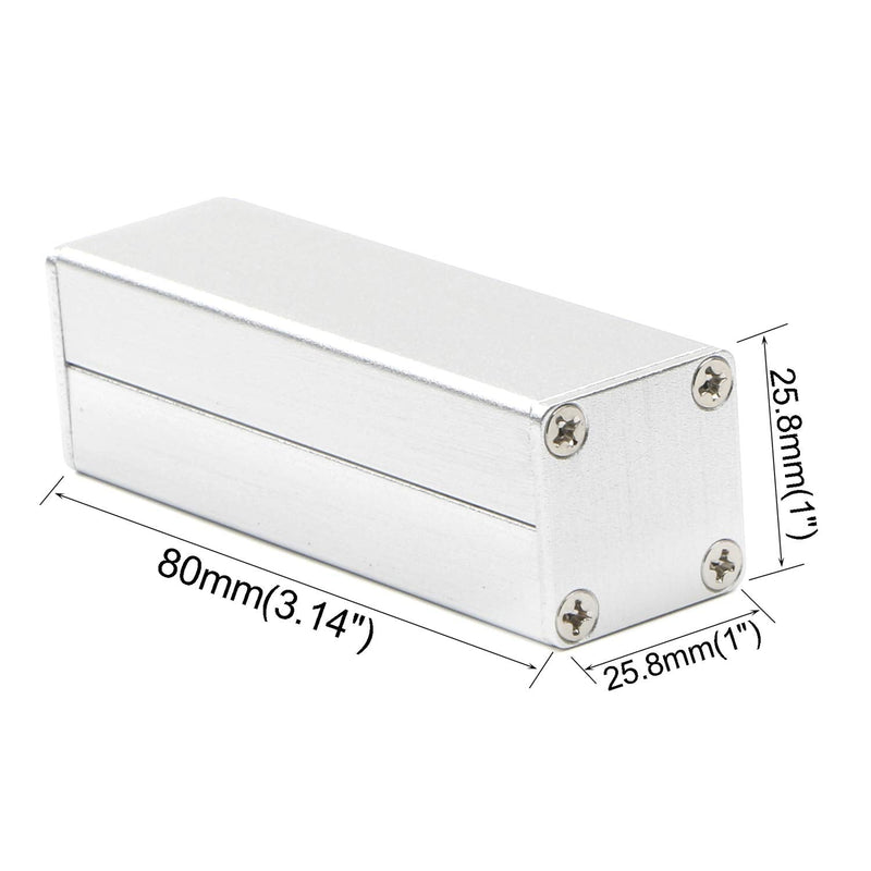 JIUWU 2pcs Silver Surface Drawing Process Split Aluminum Enclosure Electronic Project Box Case for PCB Instrument Amplifier DIY, 25x25x80mm (WHL)