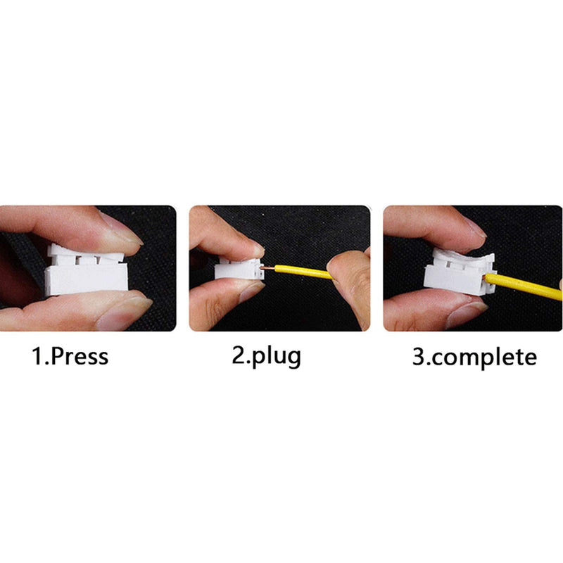RLECS 25-Pack CH2 Quick Connector Push Type Electrical Wire Cable Connectors & 25pc 2P Screw Terminal Block Quick Connect Screw Type White 25pcs 2P + 25pcs CH2