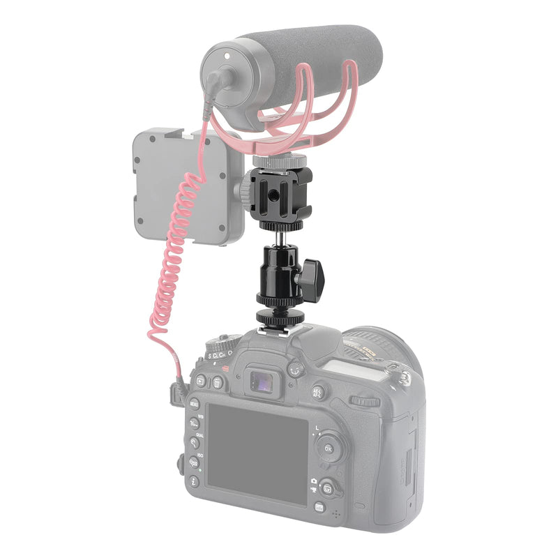 CAMVATE Adjustable 1/4"-20 Ball Head Support with Shoe Mount Adapter + 3-Way Cold Shoe Mount Bundle - 2889