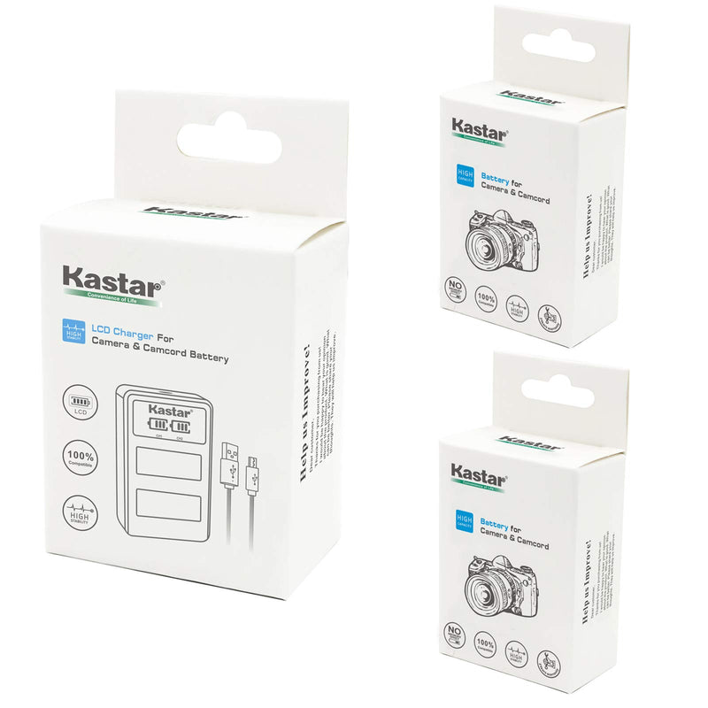 Kastar Battery X2 + LCD Dual Charger for Panasonic DMW-BMB9 DMW-BMB9E DMW-BMB9PP & Lumix DMC-FZ40 DMC-FZ45 DMC-FZ47 DMC-FZ48 DMC-FZ60 DMC-FZ62 DMC-FZ70 DMC-FZ72 DMC-FZ100 DMC-FZ150 Leica V-Lux2 V-Lux3