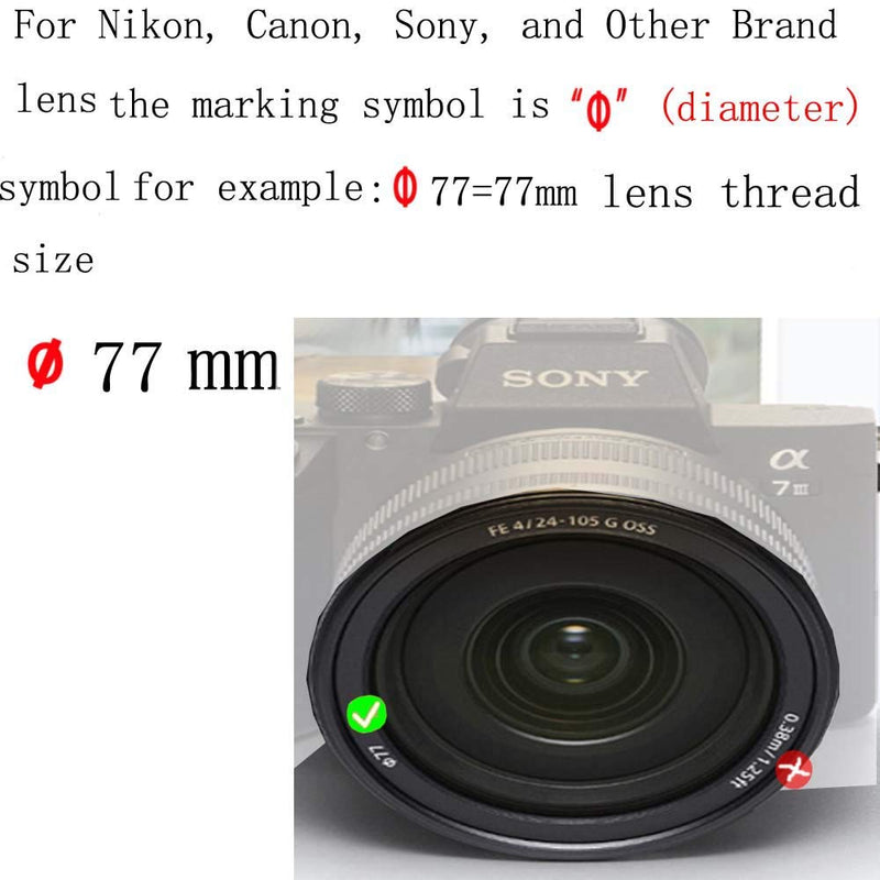 Shenligod 77mm Lens Cap 2pcs with Lens Cap Leash Hole Bundle for Canon for Nikon for Sony DSLR Cameras (77mm)