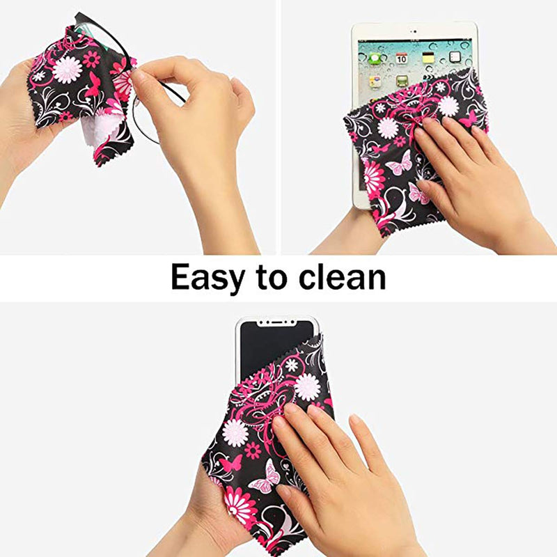 Pattern Printed Soft Microfiber Cleaning Cloths 12 Pieces for Eyeglasses, Camera Kens, Cell Phones, CD, DVD, Computers, Tablets, Laptops, Telescope, LCD Screens and Other Delicate Surfaces Cleaner 12 Pieces(patterns Randomly Sent)