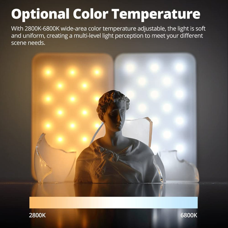 [AUSTRALIA] - AMBITFUL A3 Full Color RGB LED Mini Light, Built-in FX Effects,350LX(0.5M,5500K) RA/95 TLCI/97,2800-6800K LED Video Light Panel with Mobile APP Control (White) White 