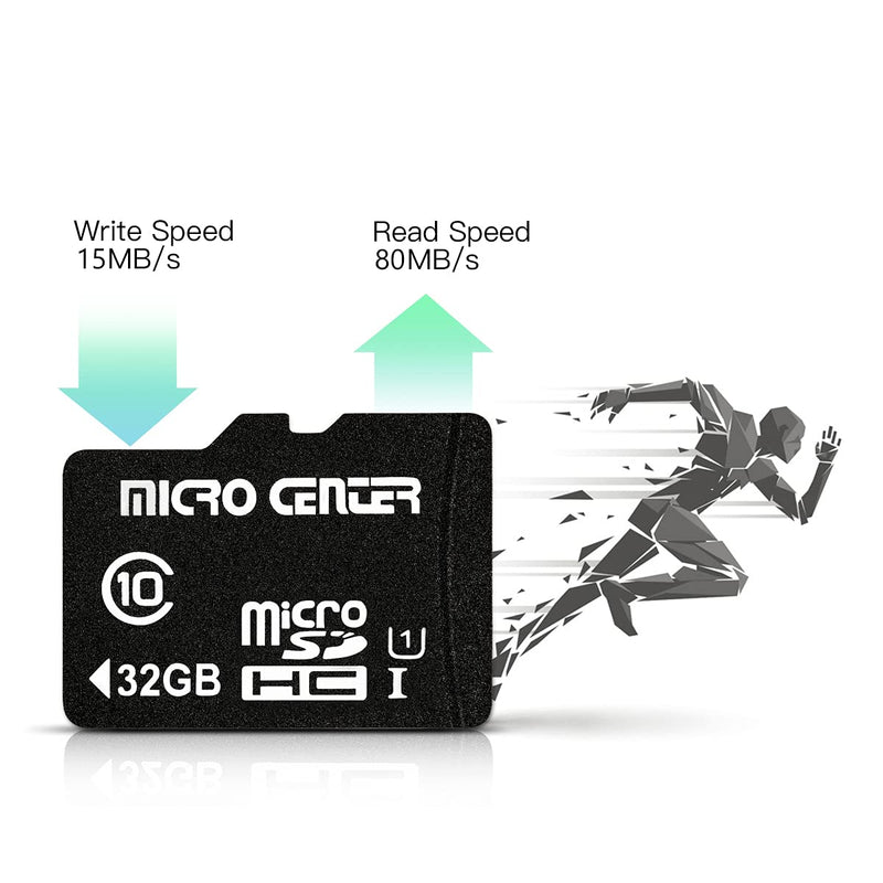 Micro Center 32GB Class 10 Micro SDHC Flash Memory Card with Adapter for Mobile Device Storage Phone, Tablet, Drone & Full HD Video Recording - 80MB/s UHS-I, C10, U1 (1 Pack)