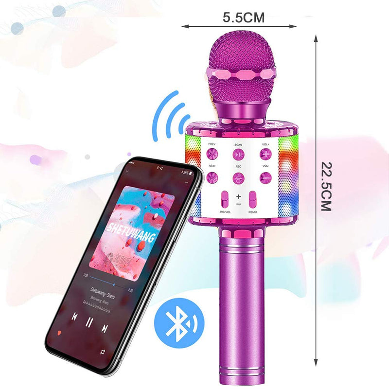 [AUSTRALIA] - Bluetooth Karaoke Microphone with LED Lights, XIANRUI Portable Karaoke with Speaker for Kids Adults, Handheld Karaoke Machine for Home KTV Party Birthday Gifts, Compatible Android&iOS (Pink) Gorgeous Pink 