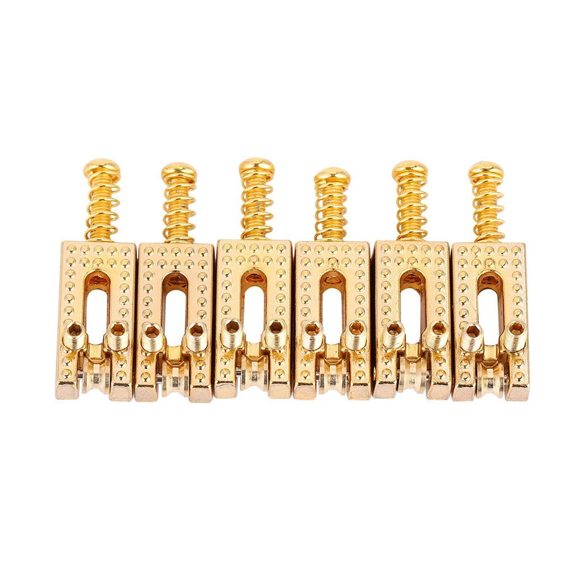 Dilwe Saddle for Electric Guitar, 6 Roller Bridge Saddles for Fender Strat Tele Electric Guitar 4 colors Gold