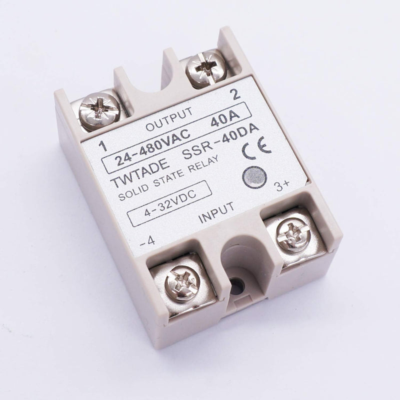 TWTADE 2PCS SSR-40 DA 40A DC 3-32V to AC 24-380V SSR Single Phase Solid State Relay ssr-40da