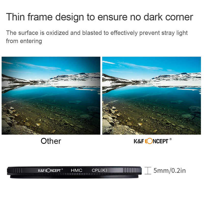 K&F Concept 67mm Circular Polarizer Glass Filter Ultra-Slim, 18 Multi Layer Coatings Circular Polarizing Filters for Camera Lens