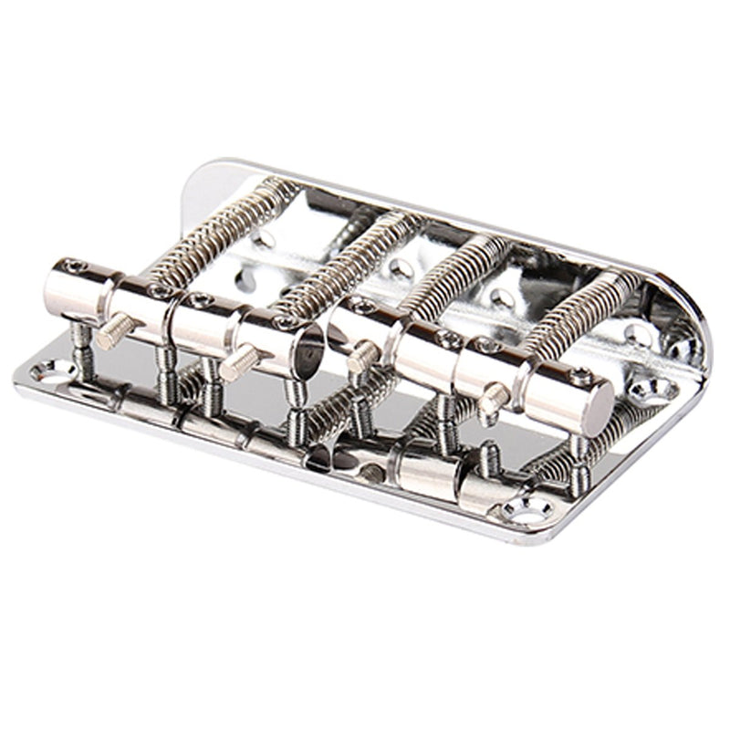 Musiclily 4-String Non-Tremolo Fixed Hardtail Bass Bridge for Jazz Bass and Precision Bass,Chrome Chrome