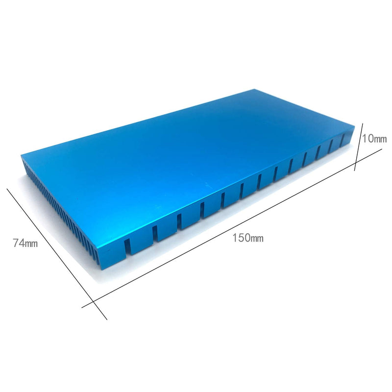 Aluminum Heat Sink Heatsink Module Cooler Fin Heat Radiator Board Cooling for Amplifier Transistor Semiconductor Devices Blue Tone 150mm (L) x 74mm (W) x10mm (H)