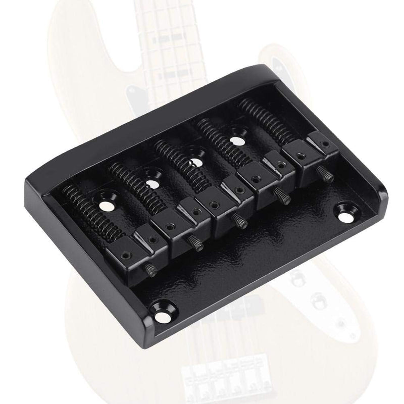 Guitar Saddle Bridge Plate,Metal Quality 5 String Electric Bass Bridge Tailpiece Replacement Accessory, Black or Silver.(Black)