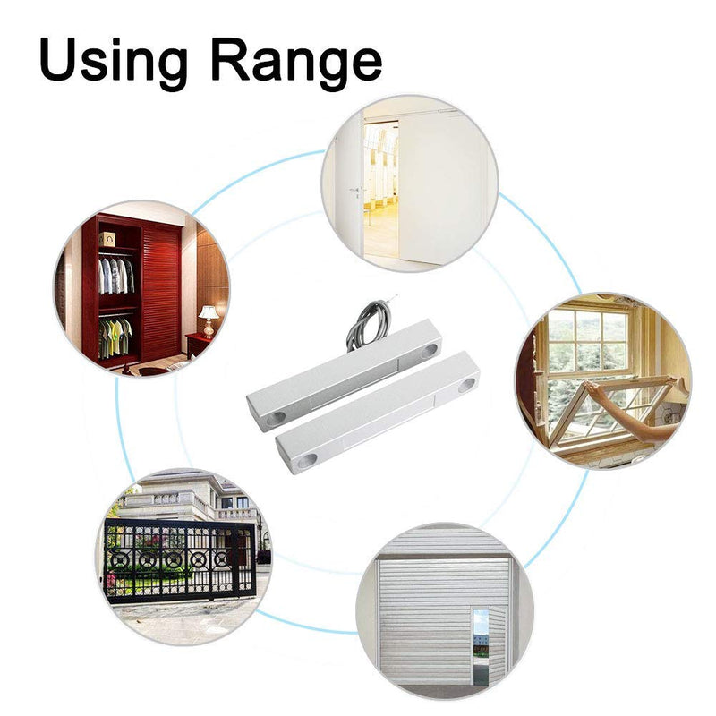 Aoje-Link MC-58 NC Wired Magnetic Switch Door Window Reed Switch Micro Alarm Magnetic Contact Security Silver Gray 2pcs