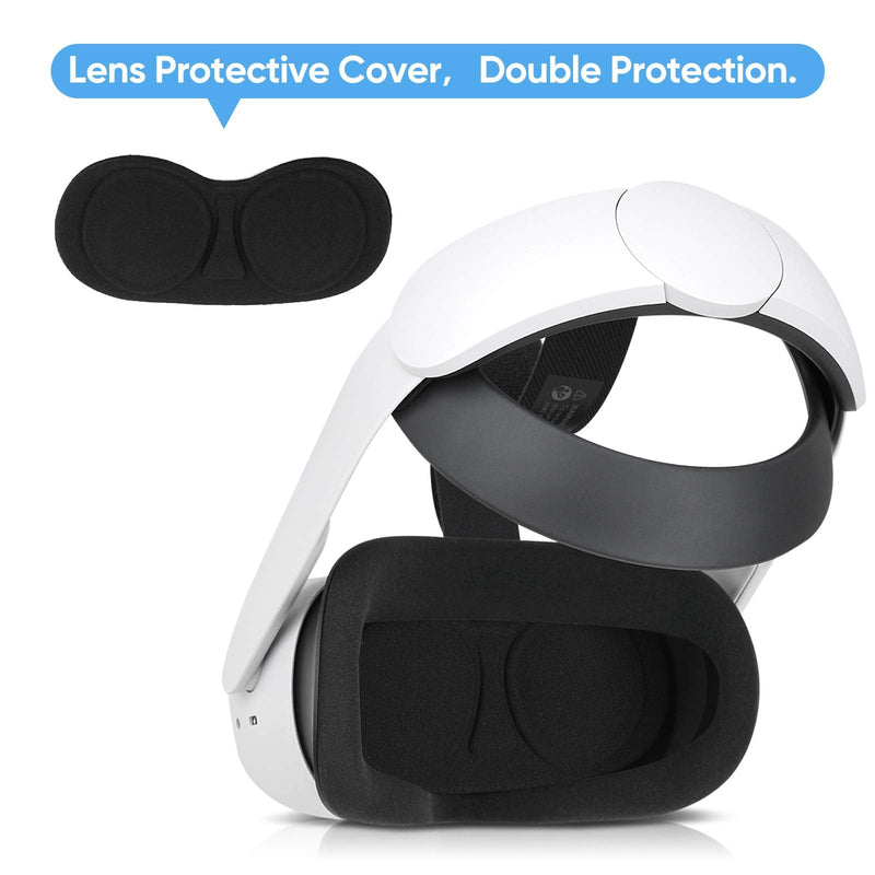 Silicone Face Cover for Oculus Quest 2, Sweat Proof, Washable & Durable Accessories Bundled with Lens Protect Dust Cover, Protecting Quest 2 - Black