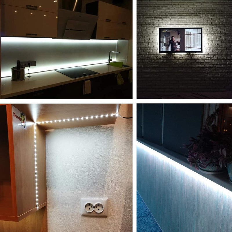 [AUSTRALIA] - Heweiyun LED Strip Lights Battery Powered Waterproof USB Flexible Battery Operated LED Light Strips Super Bright SMD2835 2M/6.56ft 120LEDs Under Cabinet Light Bedroom Indoor Outdoor Led Lights (White) 