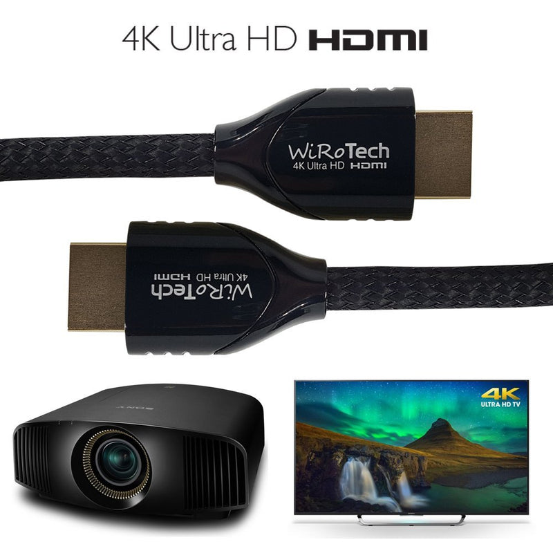 WiRoTech HDMI Cable 4K Ultra HD with Braided Cable, HDMI 2.0 18Gbps, Supports 4K 60Hz, Chroma 4 4 4, Dolby Vision, HDR10, ARC, HDCP2.2 (6 Feet, Black) 6 Feet