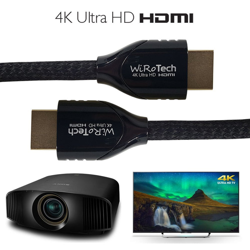 WiRoTech HDMI Cable 4K Ultra HD with Braided Cable, HDMI 2.0 18Gbps, Supports 4K 60Hz, Chroma 4 4 4, Dolby Vision, HDR10, ARC, HDCP2.2 (3 Feet, Black) 3 Feet