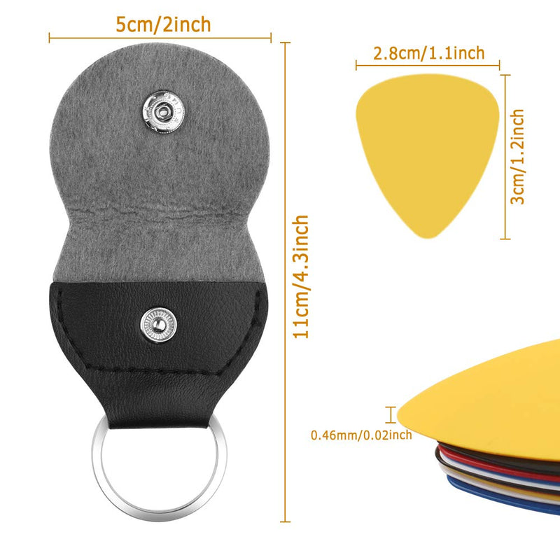 2PCS Leather Plectrum Holder Keyrings With 10 Pieces Colorful Guitar Picks 0.46mm Durable Material Guitar Picks Plectrums For Electric Acoustic Bass Guitar Ukulele