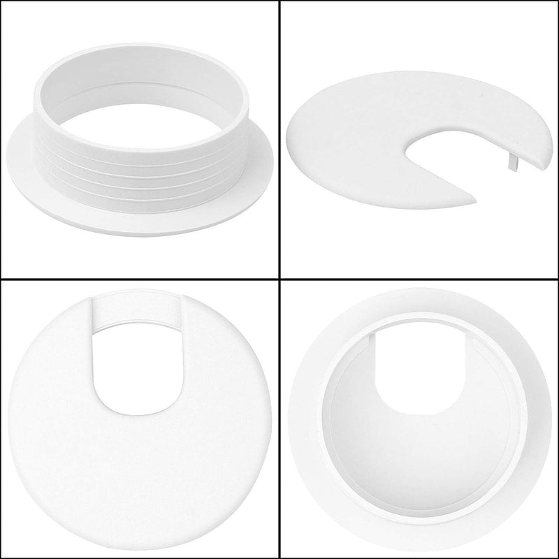 20Pack 2” Desk Grommet White, Plastic Wire Organizer Caps Office Desk Wire Grommet, Durable Desk Cord Cable Hole Cover Grommet for Office Desk, Entertainment Centers, TV Stands, Tabletops Black-20pack