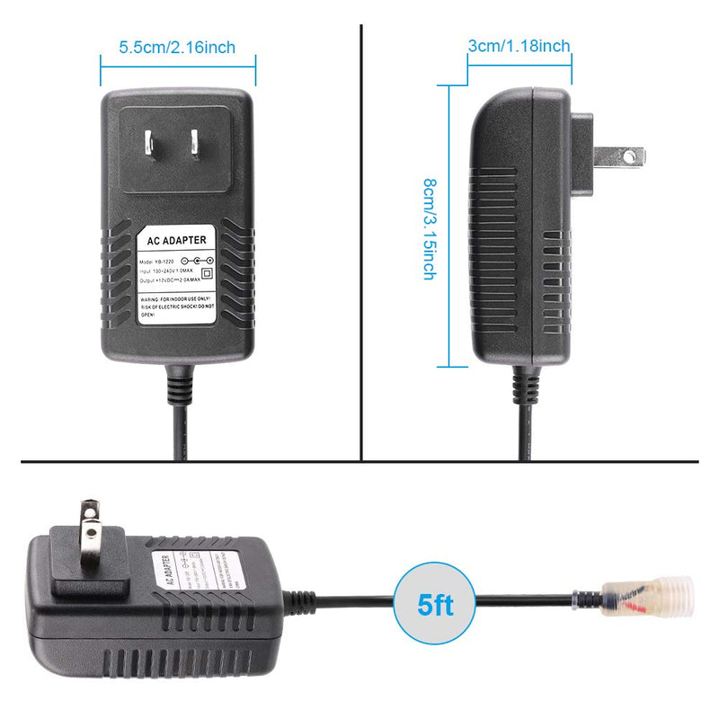 [AUSTRALIA] - SURNIE 12V 2A Power Adapter, AC 100-240V to DC 12V Transformer, 24W Switching Power Supply for LED Rope Light and More Undimmable 