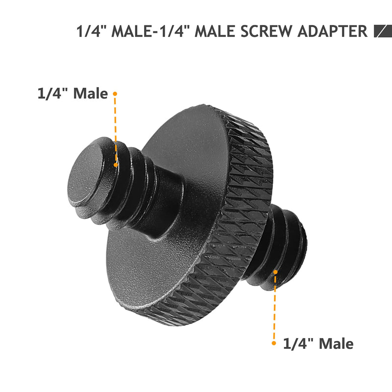 1/4" Male to 1/4" Male Threaded Tripod Screw Adapter Double Sided Standard Mounting Thread Converter for Camera Cage Mount Avatar(2 Pack)