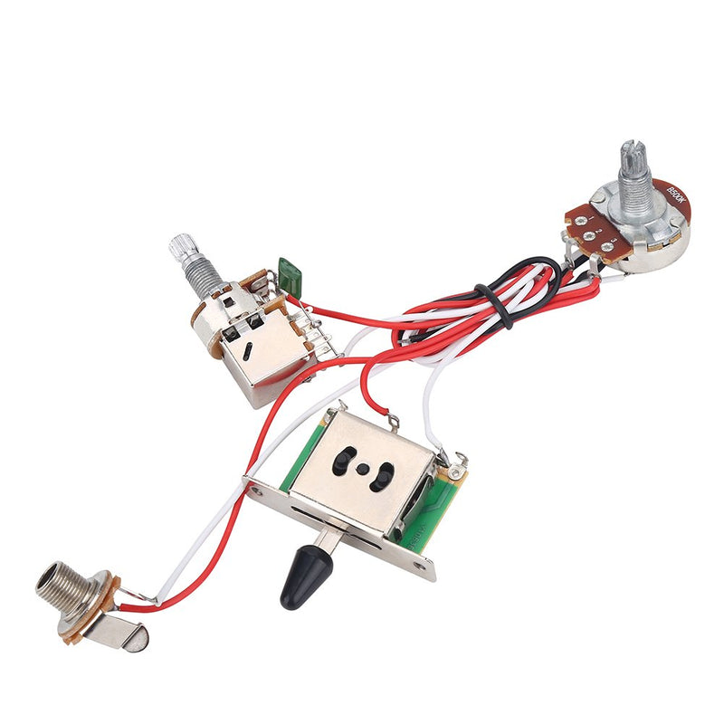 Guitar Way Switch, 3 Way Switch Guitar Switch Way 500 K Volume Tone Guitar Pre-wired Harness Kit with Base 0.94 inches