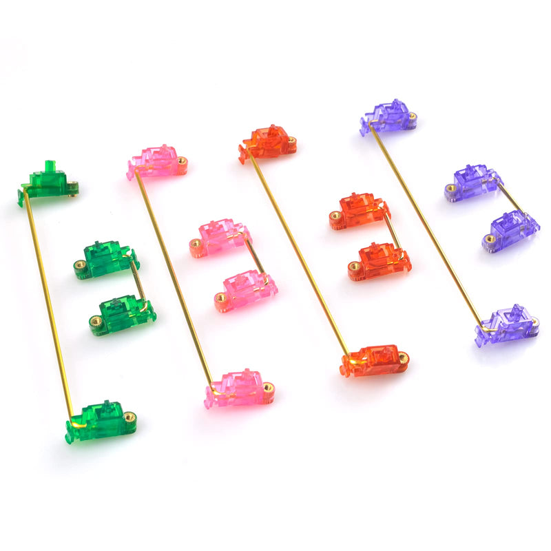 Gold-Plated PCB Screw-in Stabilizers， 2u 6.25u 7u，Keyboard Stabilizers ，with Nylon Washers （Golden Wire+ Red 100% Keyboard） Golden wire+ Red 104 Set