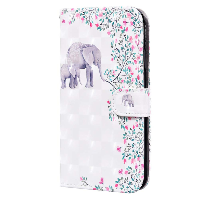 QIVSTAR Case Compatible for Samsung Galaxy A01 3D Design Soft PU Leather case Magnetic Wallet Full Body Protective Case with Stand Flip Folio Case for Samsung Galaxy A01 Flower Elephant CY2 CY2-1: Flower Elephant