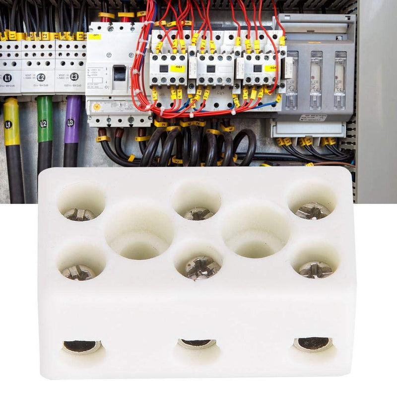 10PCS 3 Way Ceramic Terminal Block 24A Porcelain Terminal Block Wire Connector High Temperature Resistant for Electric Wire Cable 1.32x0.70x0.61in