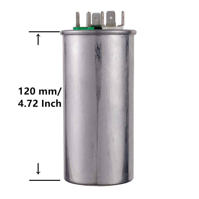 BOJACK 60+5uF 60/5MFD ±6% 370V/440V CBB65 Dual Run Circular Start Capacitor for AC Motor Run or Fan Start or Condenser Straight