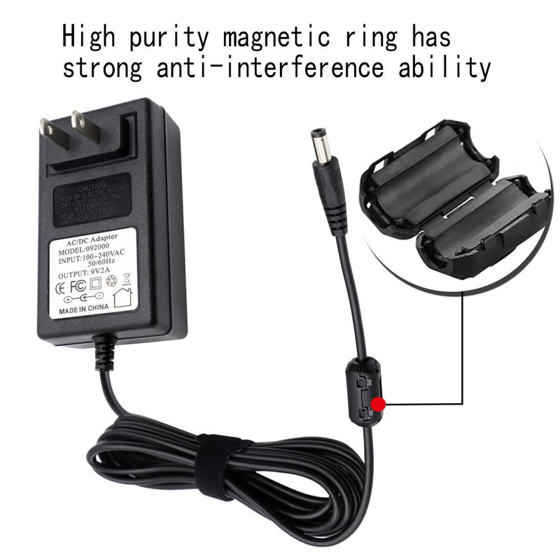 Guitar Effects Pedal Power Supply Adapter 9V DC 2A with Cable 5 Way Daisy Chain Cord for Effect Pedal Power Supply Charger (10 Feet Cable)