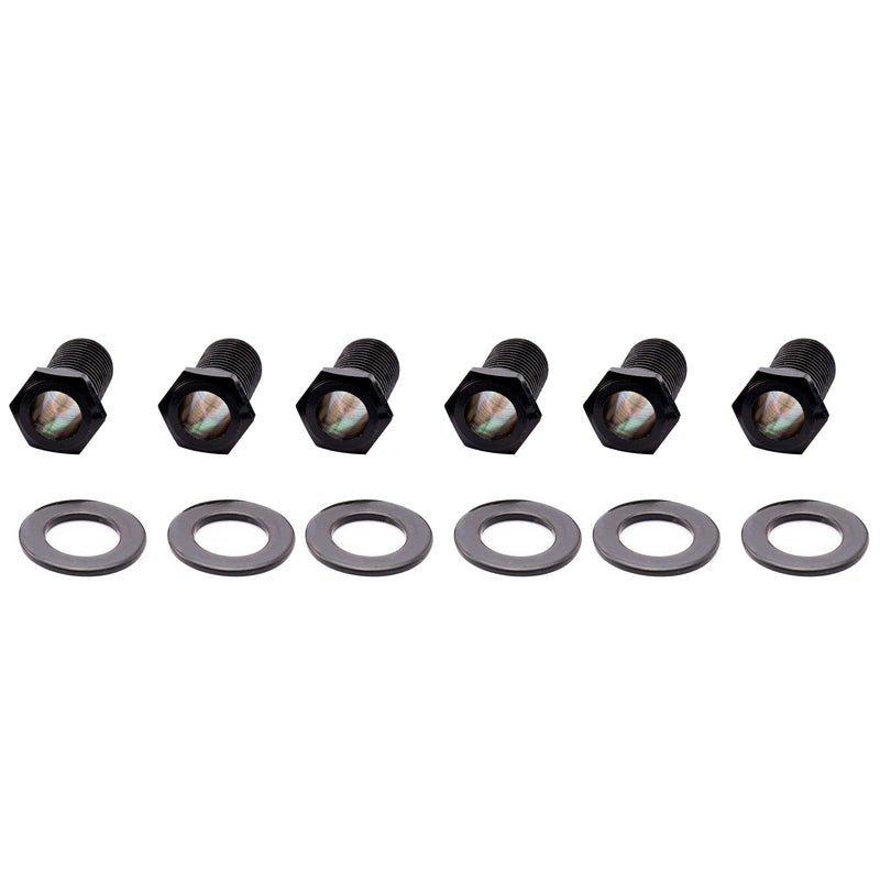 Musiclily Pro 10mm Guitar Tuner Bushings and 14mm Washers for Modern Electric Guitar Sealed Tuning Pegs Machine Heads, Black (Set of 6)