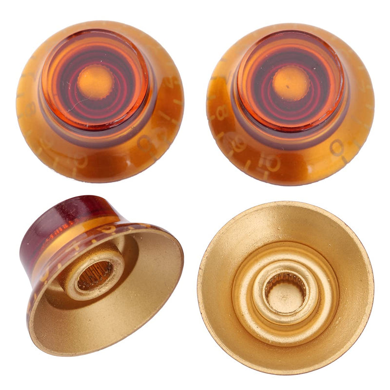 Musiclily Pro Imperial Inch Size Top Hat Bell Knobs Compatible with USA Made Les Paul SG Electric Guitar, Amber (Set of 4)