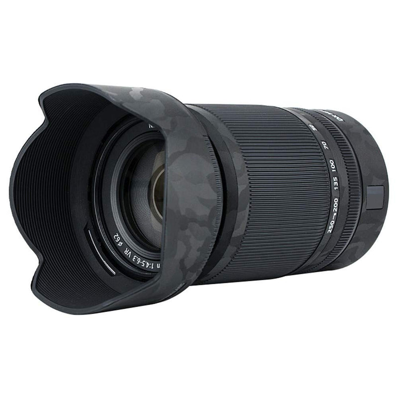 Anti-Scratch Lens & Lens Hood Cover Skin Sticker Protector Film for Nikon Nikkor Z DX 50-250mm F4.5-6.3 VR Lens & HB-90A Lens Hood Skin Guard Shield on Nikon Z 50 Z50 - Shadow Black Camouflage Pattern