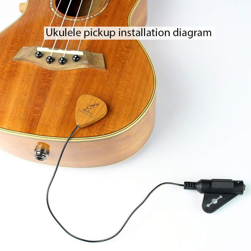 Adeline Ukulele pickup transducer, It's suitable for Classical Acoustic Guitar Violin Viola Banjo Mandolin Ukulele Uke Cello， can"eq" the sound with placement front,side,back etc. (Heart) Heart