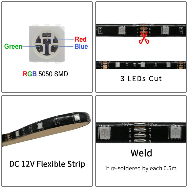 [AUSTRALIA] - Miheal LED Light Strip Waterproof IP65 5050 SMD RGB LED Flexible Strip Light Black PCB Board Color Changing Decoration Lighting (No Power Supply and Remote) (32.8ft, Black PCB Waterproof Light Strip) 32.8ft 