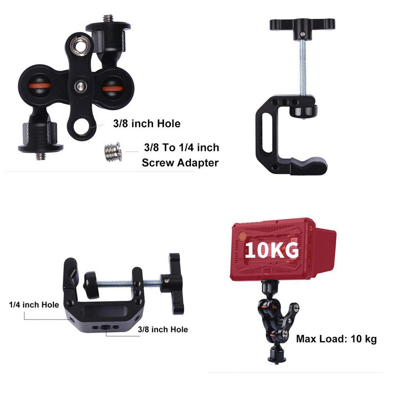 Adjustable Articulating Camera Clamp Action Camera Bike Mount Compatible with Monitor LED Action Camera Gopro 7 OSMO Action DSLR Canon Nikon Sony