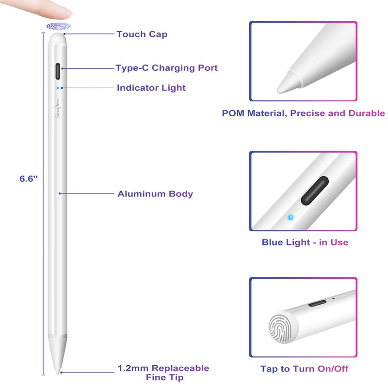 Stylus Pen for iPad with Palm Rejection, StylusHome Active Stylus for Touch Screens Compatible with (2018-2020) Apple iPad Pro 11&12.9 Inch iPad 6th/7th Gen iPad Mini 5th Gen iPad Air 3rd Gen