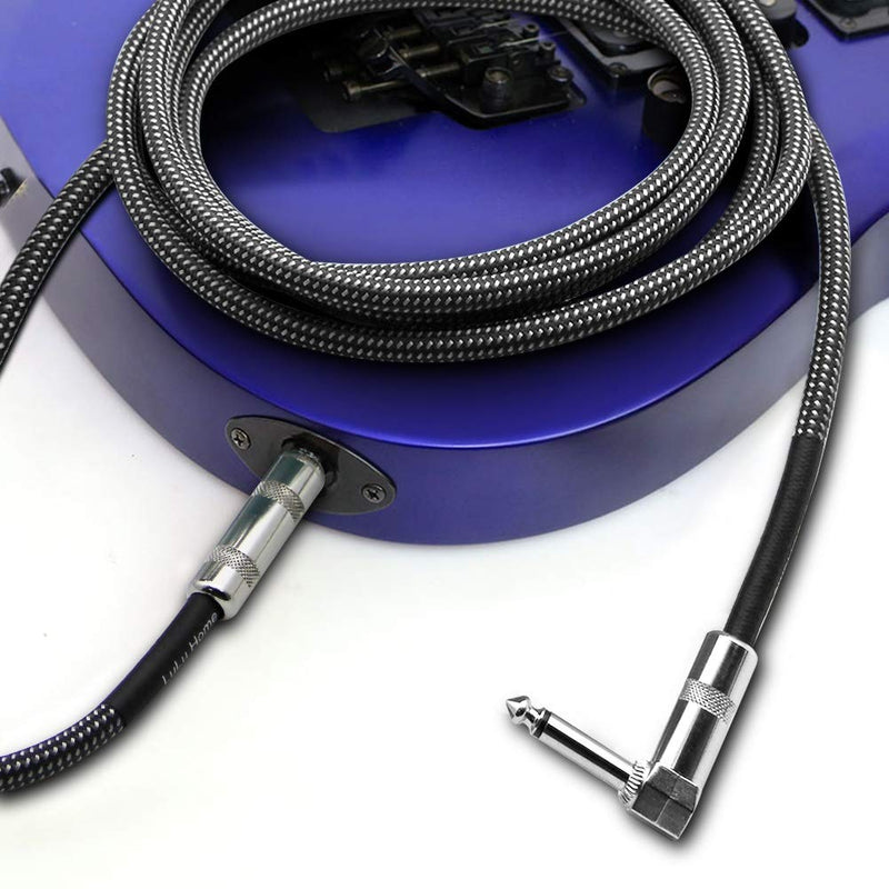 [AUSTRALIA] - Lulu Home Guitar Cable, Professional Instrument Cable, Straight 1/4" TS to Right Angle 1/4" TS for Electric Guitar, Bass, Pro Audio (10 FT, Gray) 10 FT 