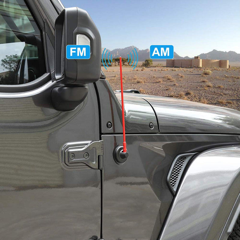 [AUSTRALIA] - JeCar 13 Inch Reflex Short Antenna Replacement for JK JL JT Accessories Metal ABS Antenna Designed for Optimized FM/AM Reception for Jeep Wrangler JT JK JL Unlimited Sport Rubicon Sahara 2007-2019 Red 