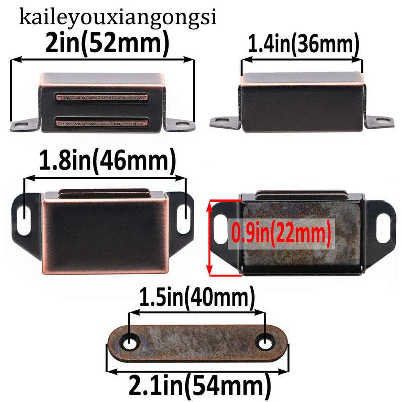 KAILEYOUXIANGONGSI 20 lbs Magnetic Door Catch, Heavy Duty Latch for Cabinets Shutter Closet Furniture Door, Stainless Steel Cabinet Catch, Oil Rubbed Bronze (2 Pack) 2pcs