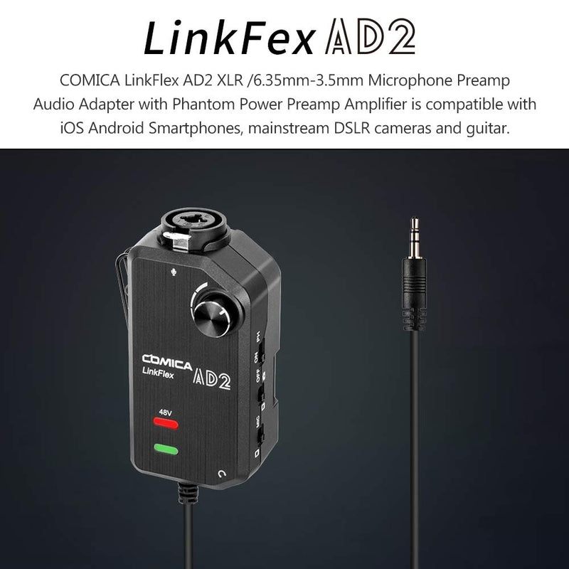 [AUSTRALIA] - CoMica LinkFlex AD2 XLR /6.35mm-3.5mm Microphone Preamp Amplifier Audio Adapter Universal Replacement for Camera Smartphone Guitar Interface 
