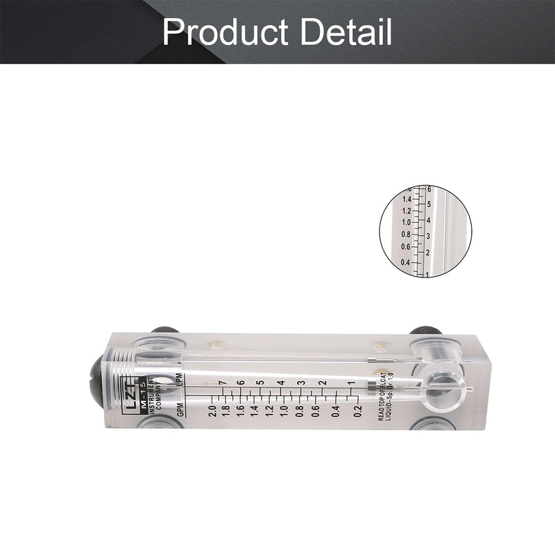 Othmro LZT-15 0.2-2GPM Organic Glass Water Flow Measuring Panel Type Flow Meter 1pcs