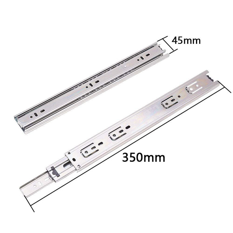 MroMax 14-Inch Drawer Slides, Full Extension Ball Bearing Slide Track Rail 45mm Wide 100lb Capacity Silver Tone 1 Pair